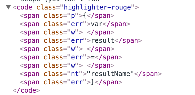 highlighter-rouge class wrapping code