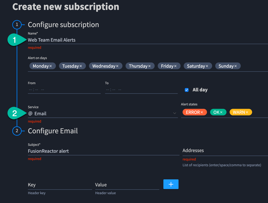 Alerting in FusionReactor for Docker Swarm